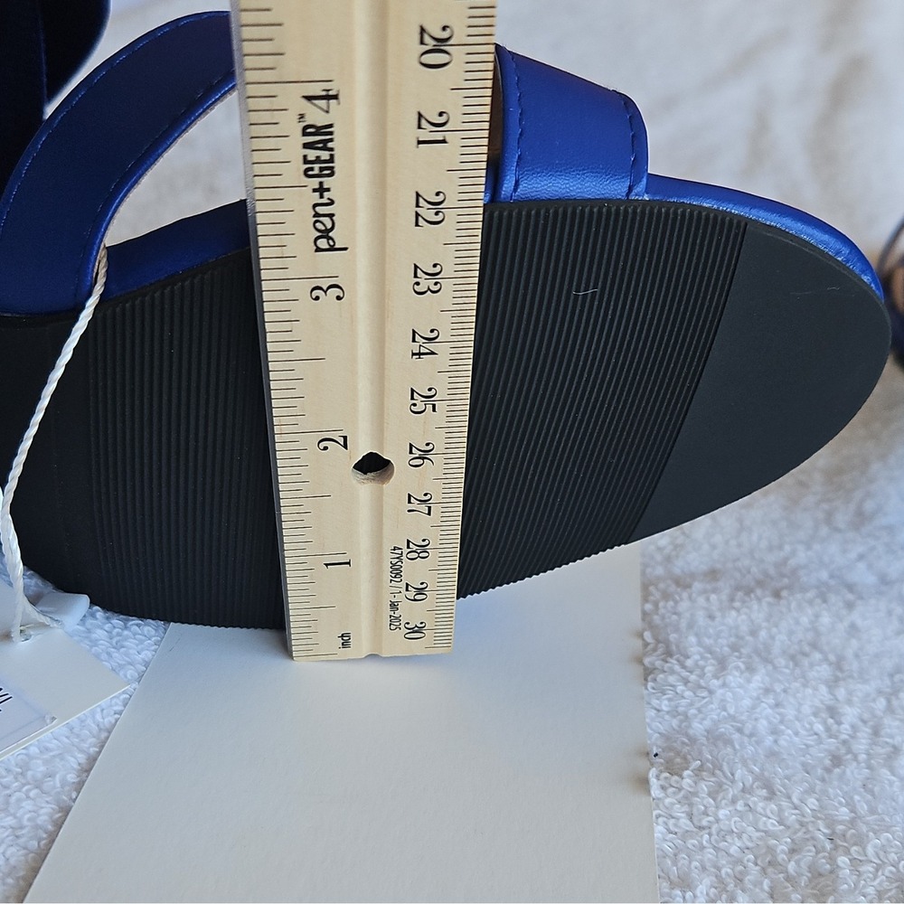 J. Adams Blue PU Strappy Stiletto Heel Open Toe Zip Closure Women's Size 10 - Picture 6 of 9